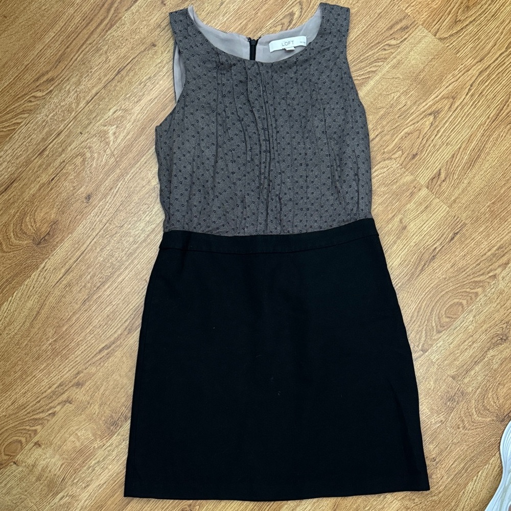 LOFT Charcoal and Black Mini Dress